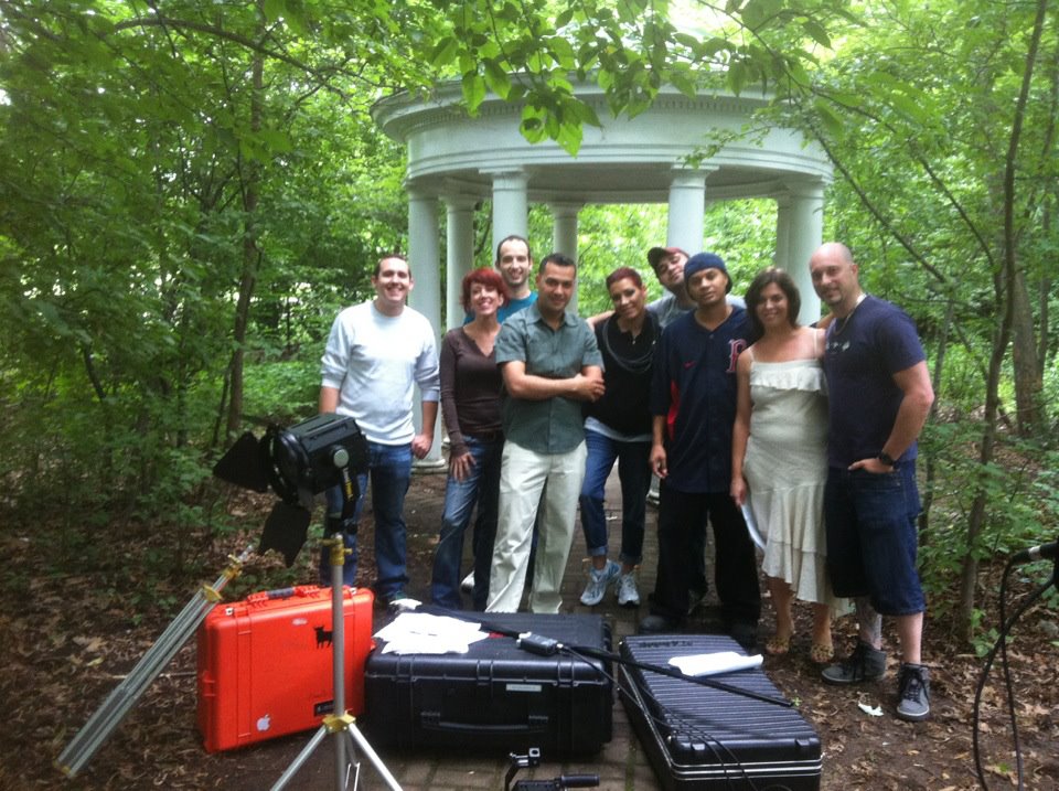 Fethi Bendida with crew and cast of short film 