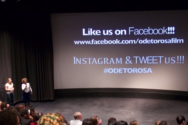 Eulonda Kay Lea answers questions from the audience after the private screening of Ode to Rosa in Washington, DC.