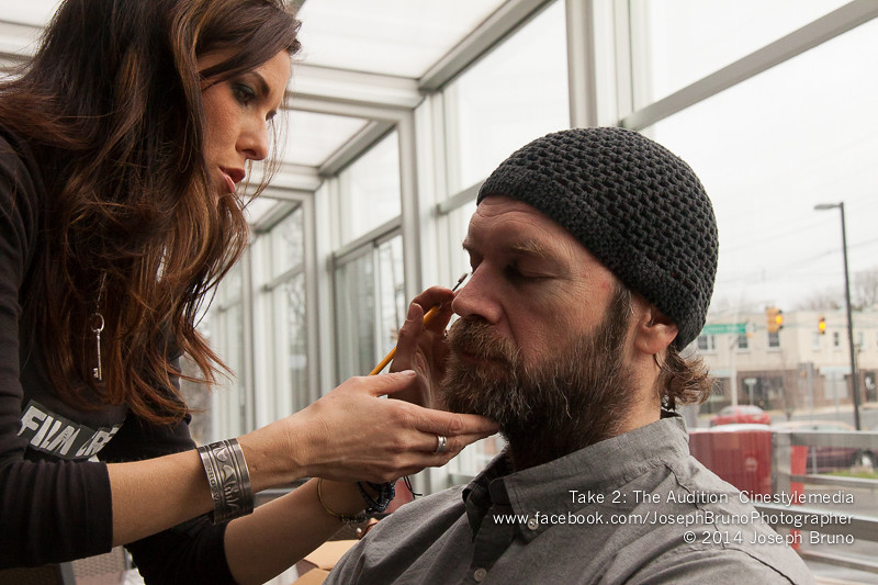 Natalie Foxhill and Tyler Mane on the set of Take 2:The Audition
