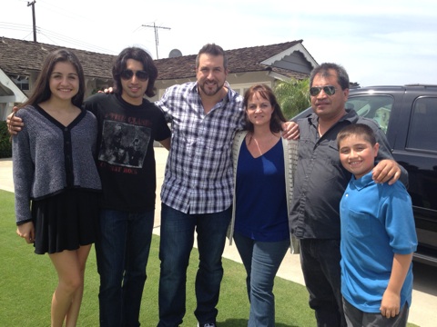 Samantha Elizondo with Joey Fatone from NSync filming Parents Just Don't Understand (tv show). Samantha played the Lead along with Joey Fatone. 2014