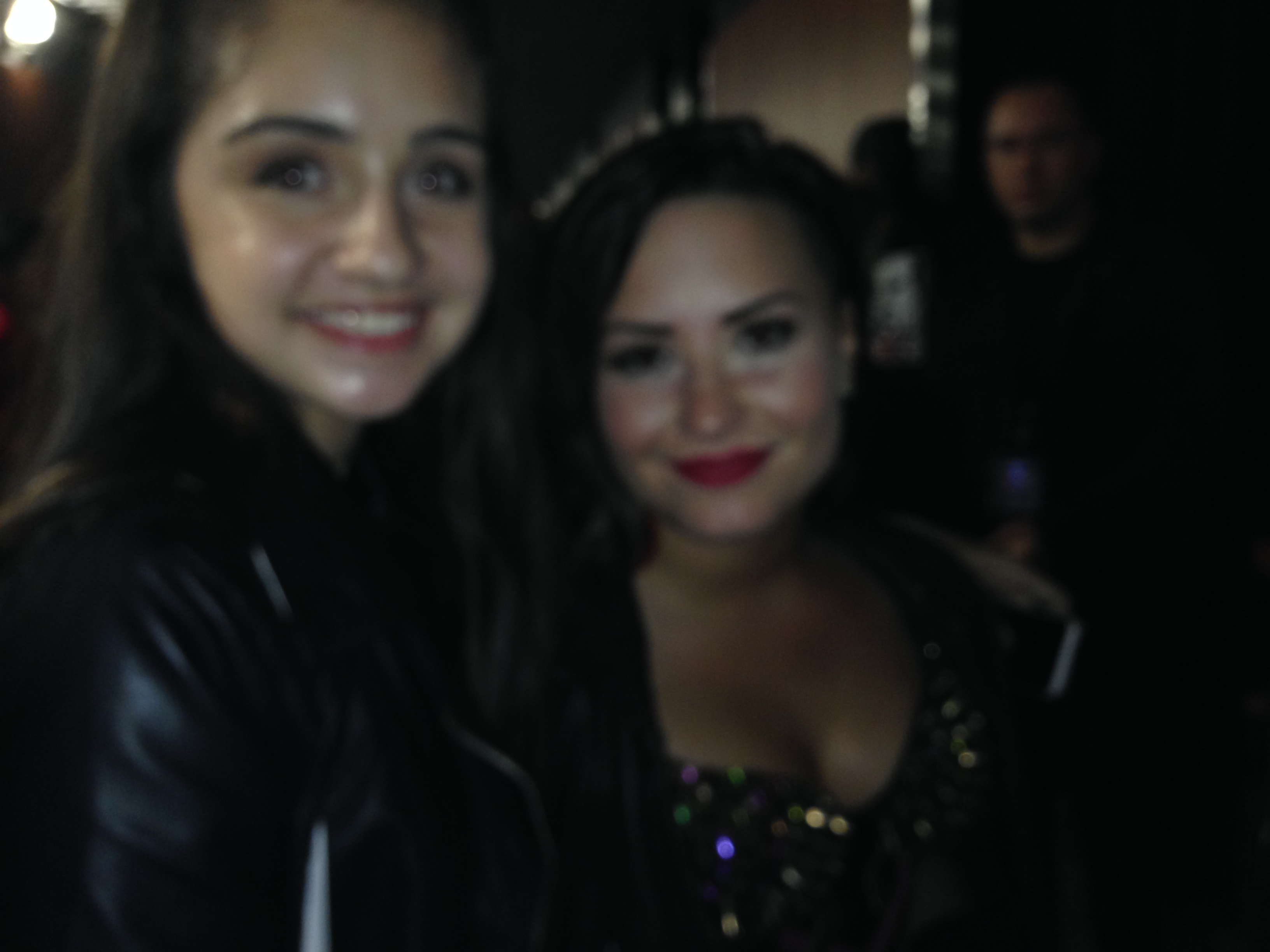 Samantha Elizondo with Demi Lovato backstage at the Staples Center 9/2014.