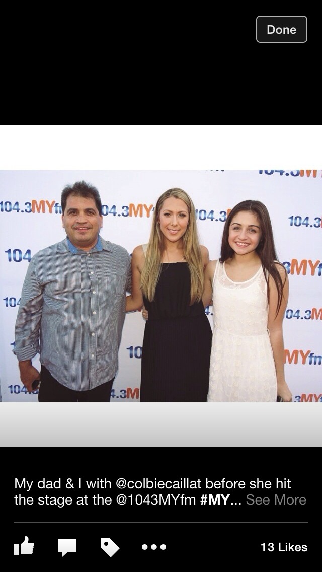 Samantha Elizondo with singer Colbie Caillat back stage at the Hollywood Bowl. June 2014