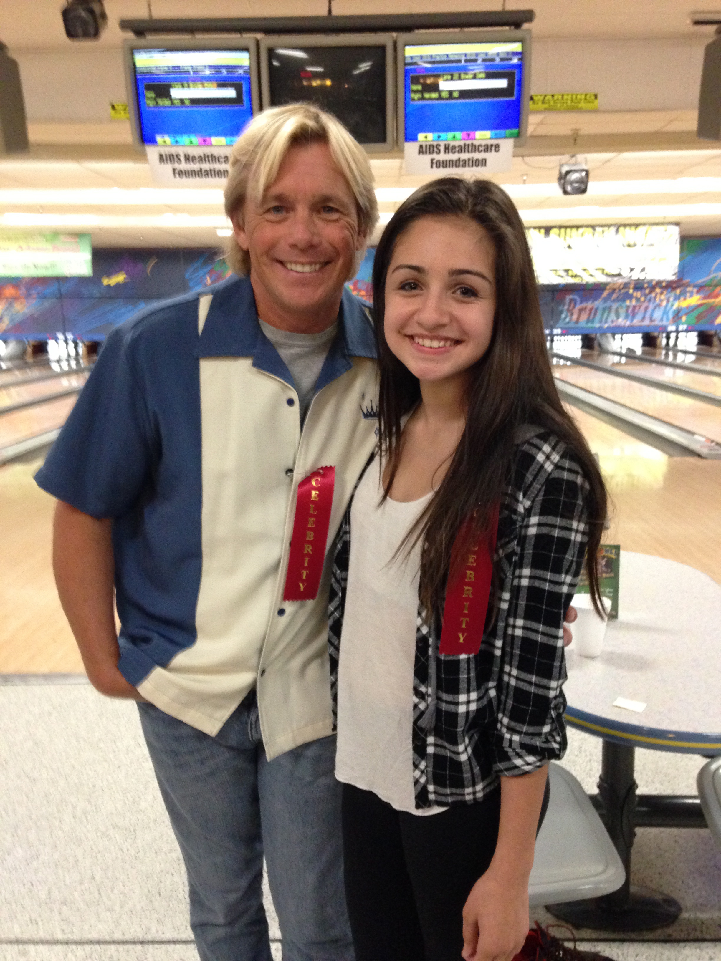 Samantha Elizondo at Celebrity Bowling with Christopher Atkins from the movie the Blue Lagoon.