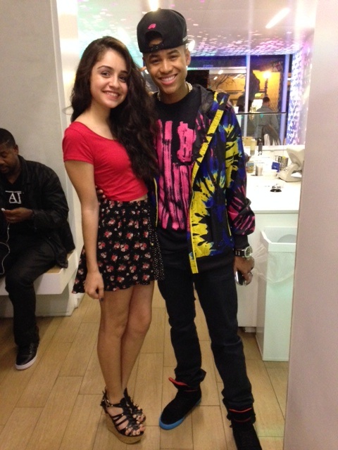 Samantha Elizondo with Torion Sellers on set of filming 2014