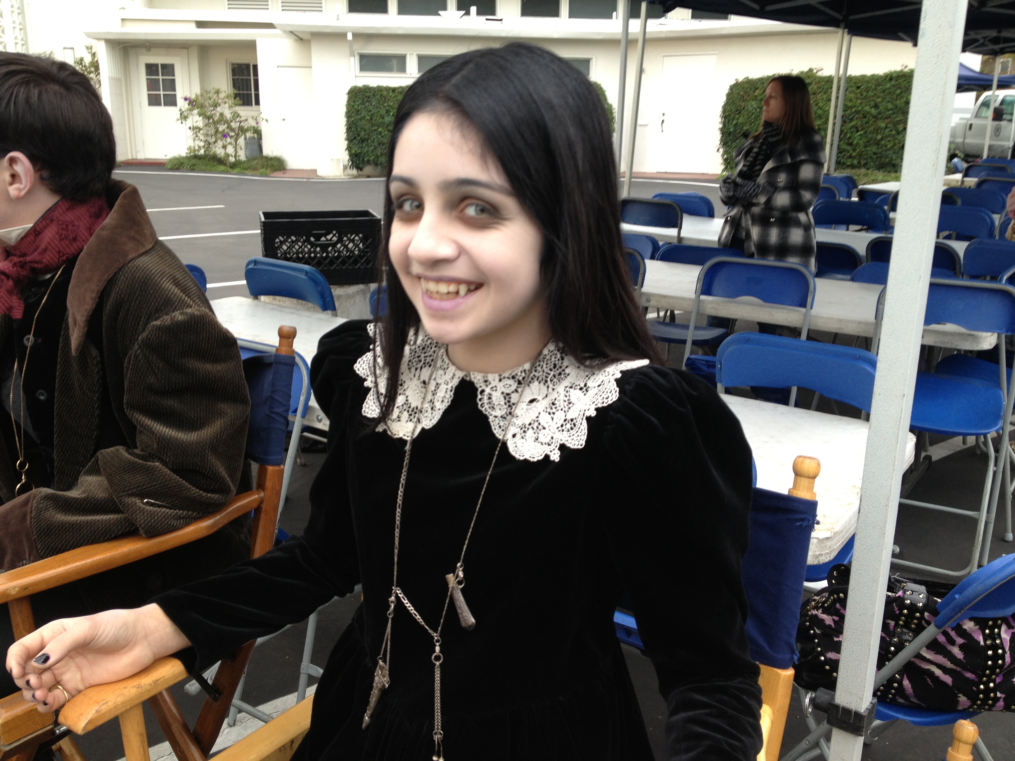 Samantha as the Lead Vampire girl while filming a Kelloggs Nurtigrain Snack Bar commercial.