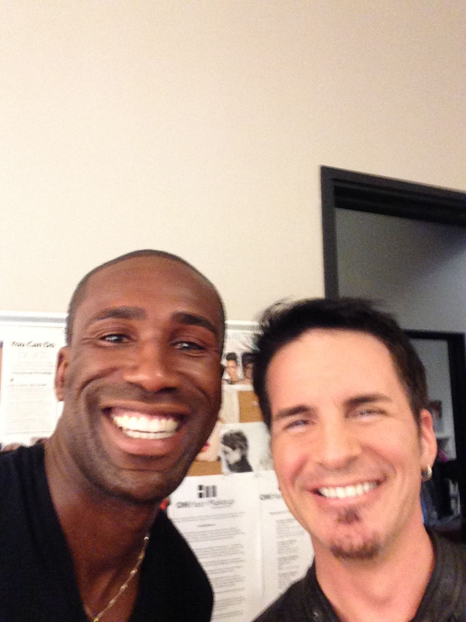 Cheese eating grins with actor Hal Sparks.