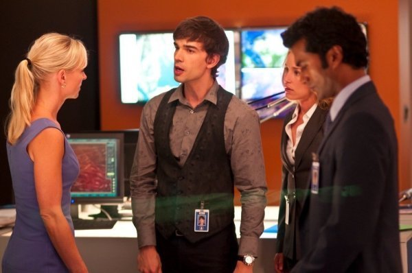 Still of Christopher Gorham, Kari Matchett and Sendhil Ramamurthy in Covert Affairs (2010)