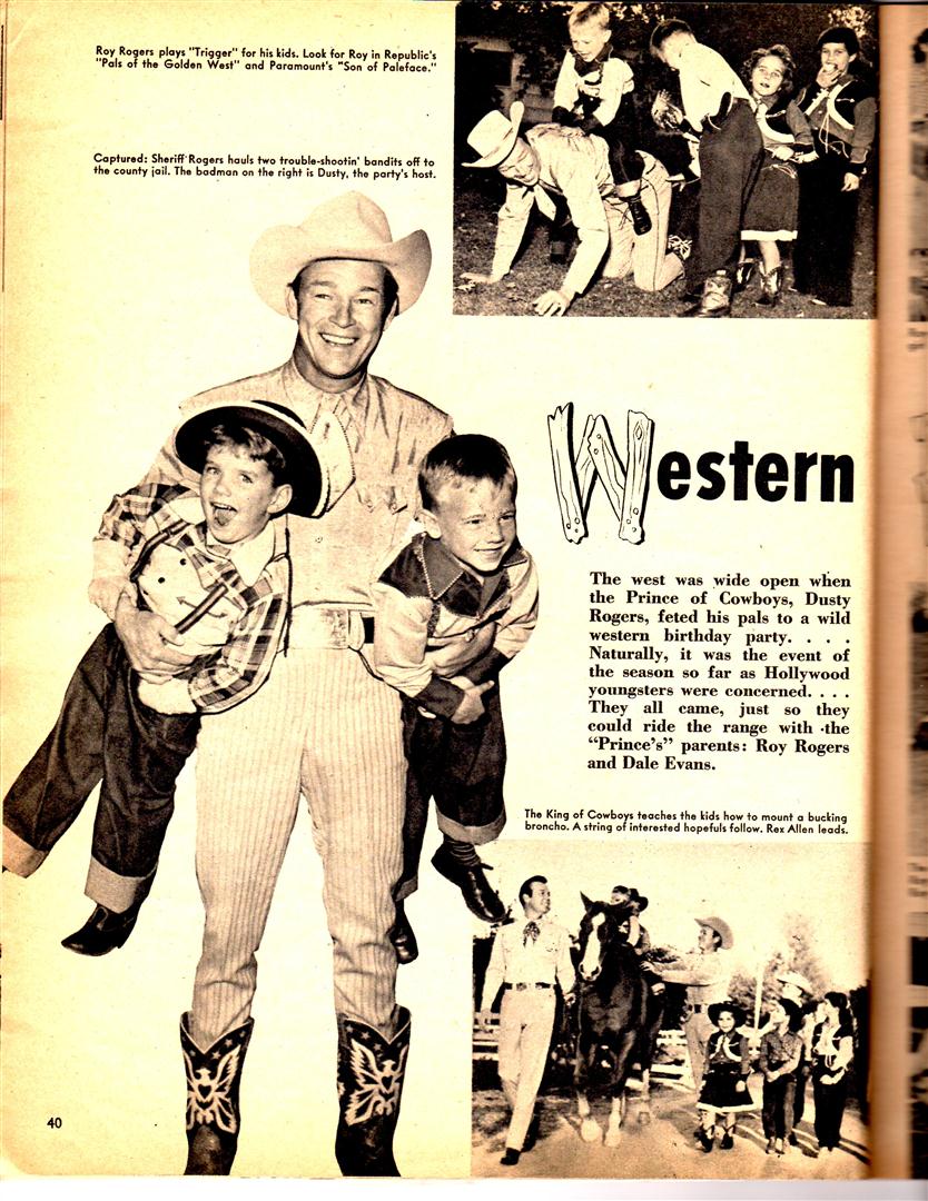 1952 Screen Stars Magazine, Jay Dee, Roy Rogers and ( Dusty)Roy Rogers Jr.