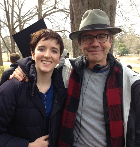 Abby as Claire on Rectify. On set with director, Stephen Gyllenhaal, 2015