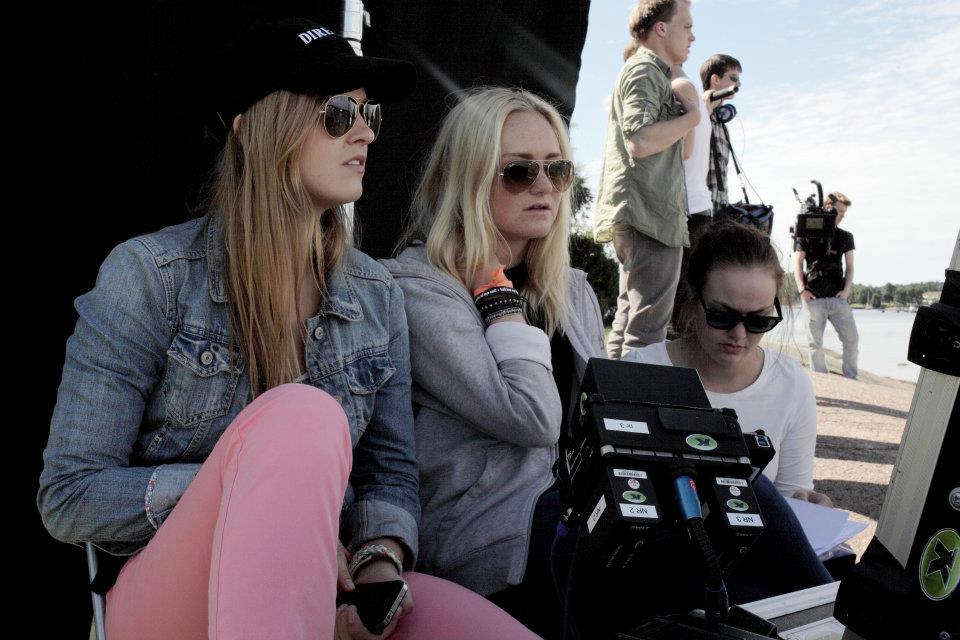 On set of BLIKKFANG With directors Christine Stronegger and Emilie K. Beck