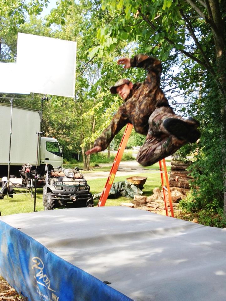 Stunt work during Mills Fleet Farm commercial shoot.