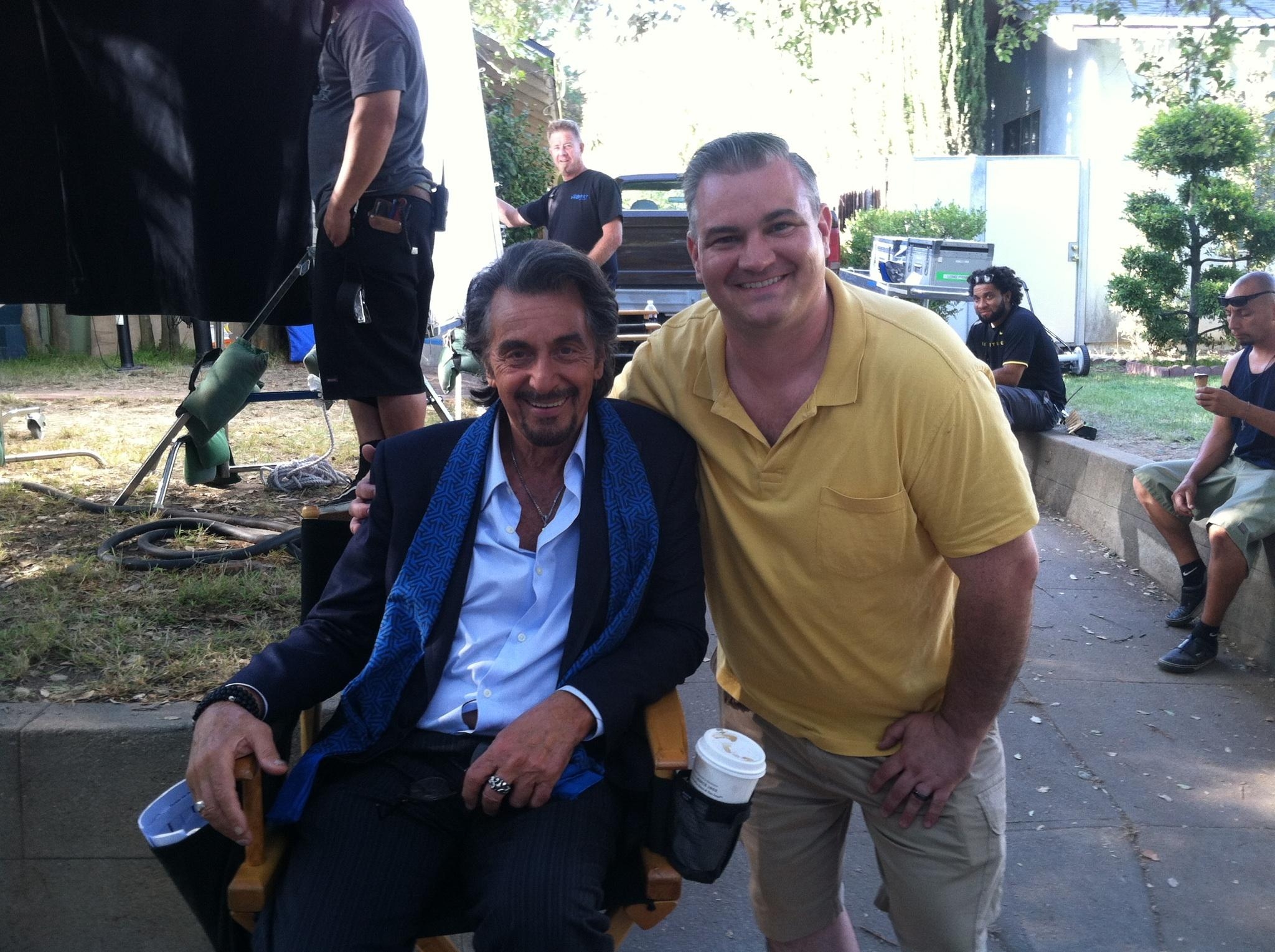 Michael Patrick McGill and Al Pacino on the set of 
