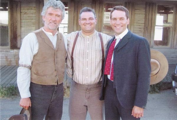Michael Patrick McGill with Patrick Duffy and David Rees Snell on the set of the Hallmark Channel Original Movie DESOLATION CANYON