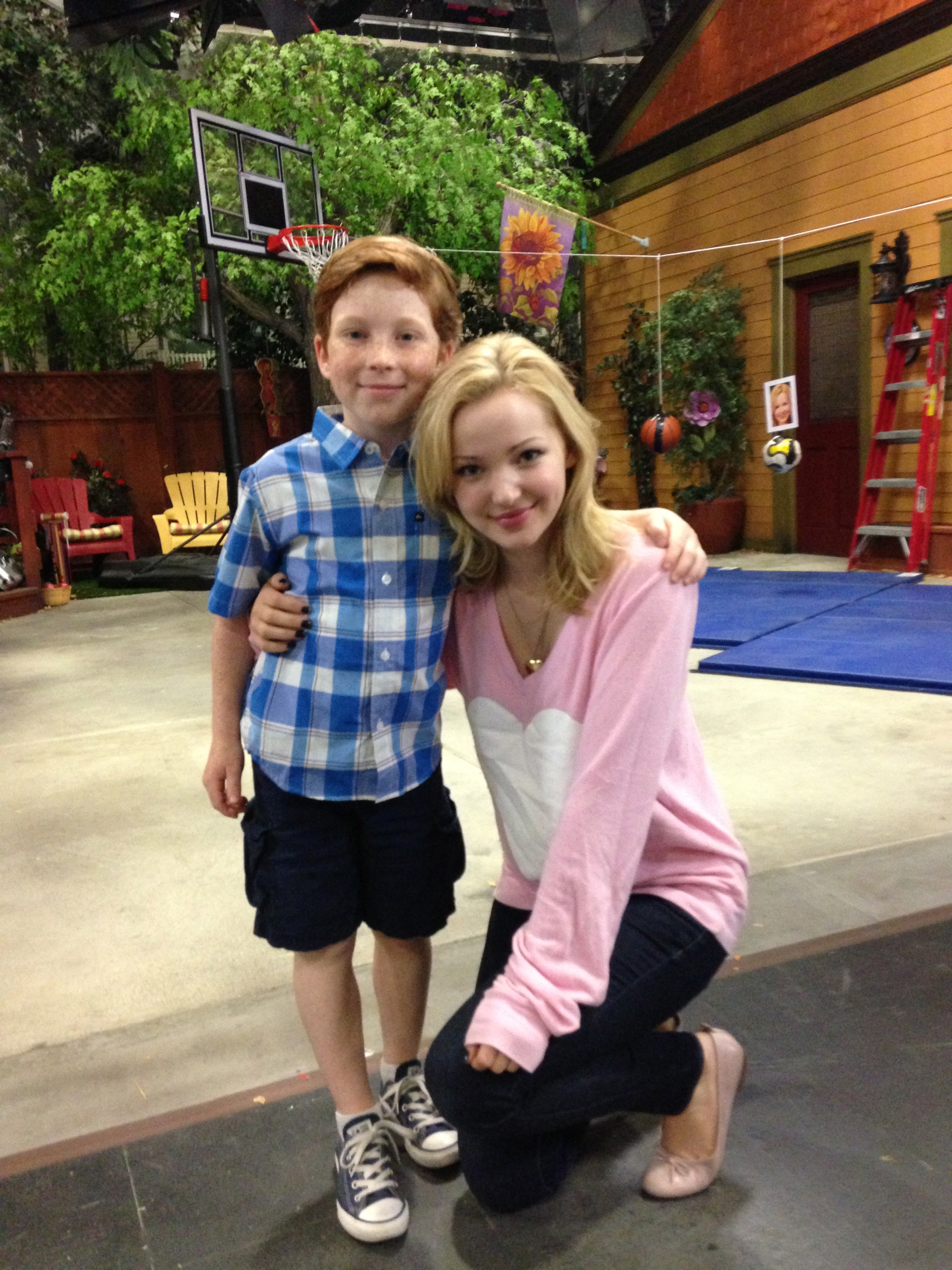 Carter with Dove Cameron on set of Liv and Maddie