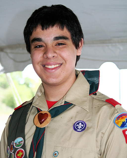 This is me, in my Boy Scout uniform. I was raising money for my Eagle Scout project by selling candy bars at a local festival.