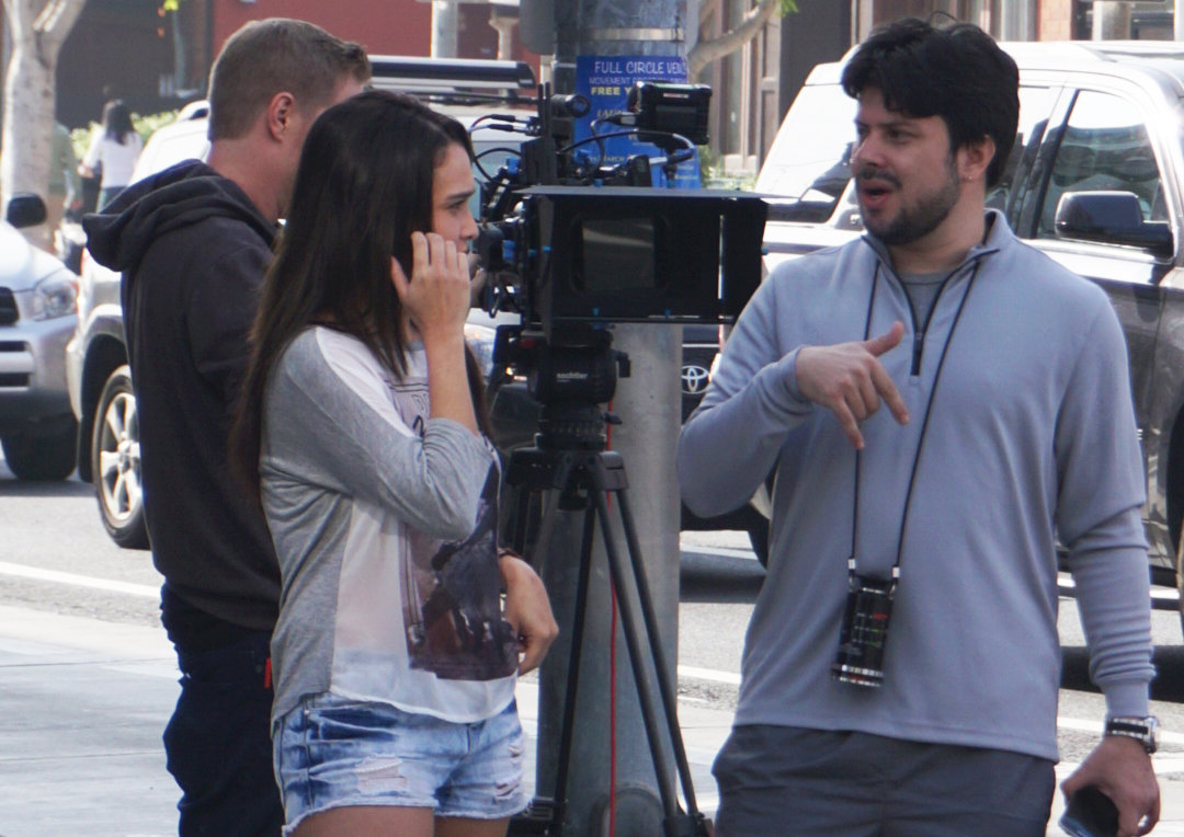 Actress Lali González with Director Juan Carlos Fanconi. Location: Santa Monica, California.