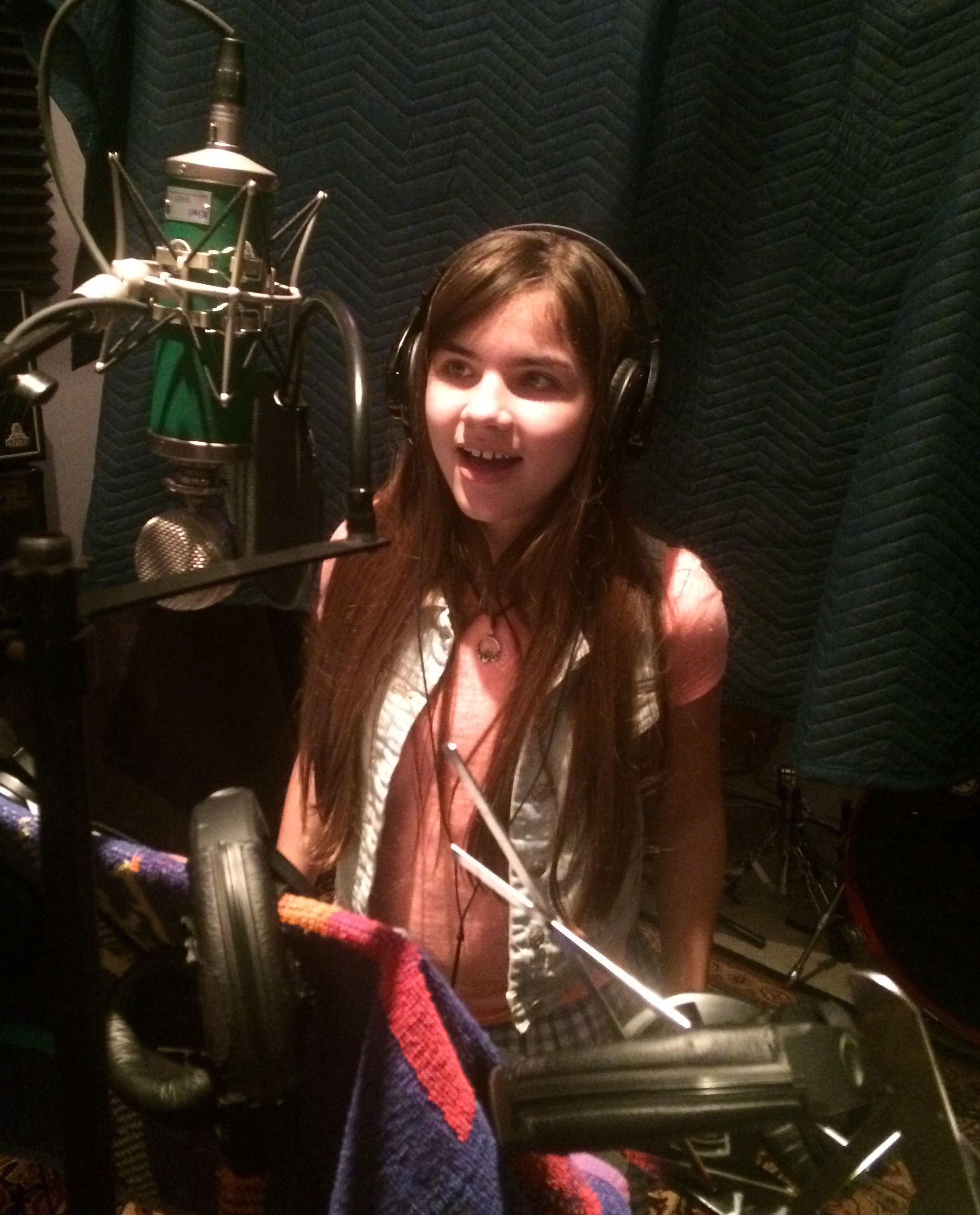 Kadah working on a voice over/singing project