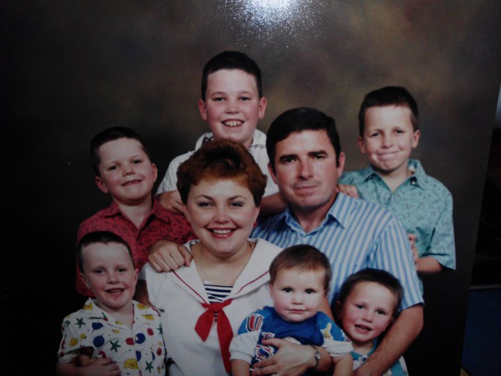 This is a 1987 picture of Joe and his wife and six sons. At the time he was a Special Agent with U.S. Department of Transportation OIG. Joe's wife Lori is center and beginning in the bottom left corner and Jim, Mike, Joe (Vl),Chris, Bill and David.