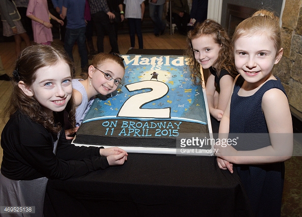 Fina Strazza and her costars of Matilda at the 2nd Anniversary of the Matilda the Musical run on Broadway