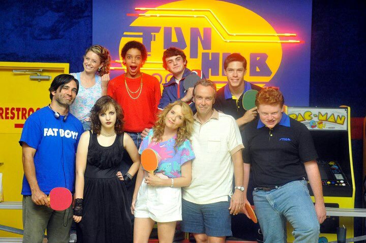 Cast of Ping Pong Summer with Director, Michael Tully.