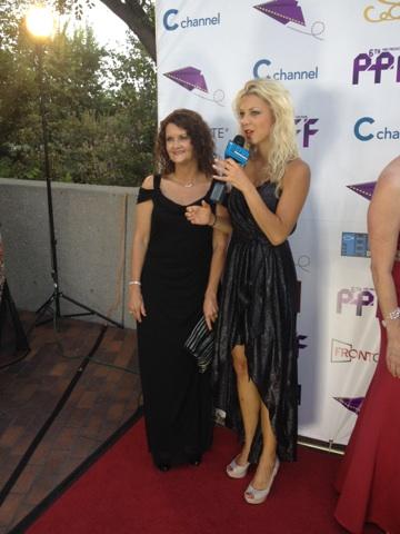 Kimberly J. Richardson being interviewed at the Pan Pacific Film Festival, Los Angeles, CA, Red Carpet Event. 2014