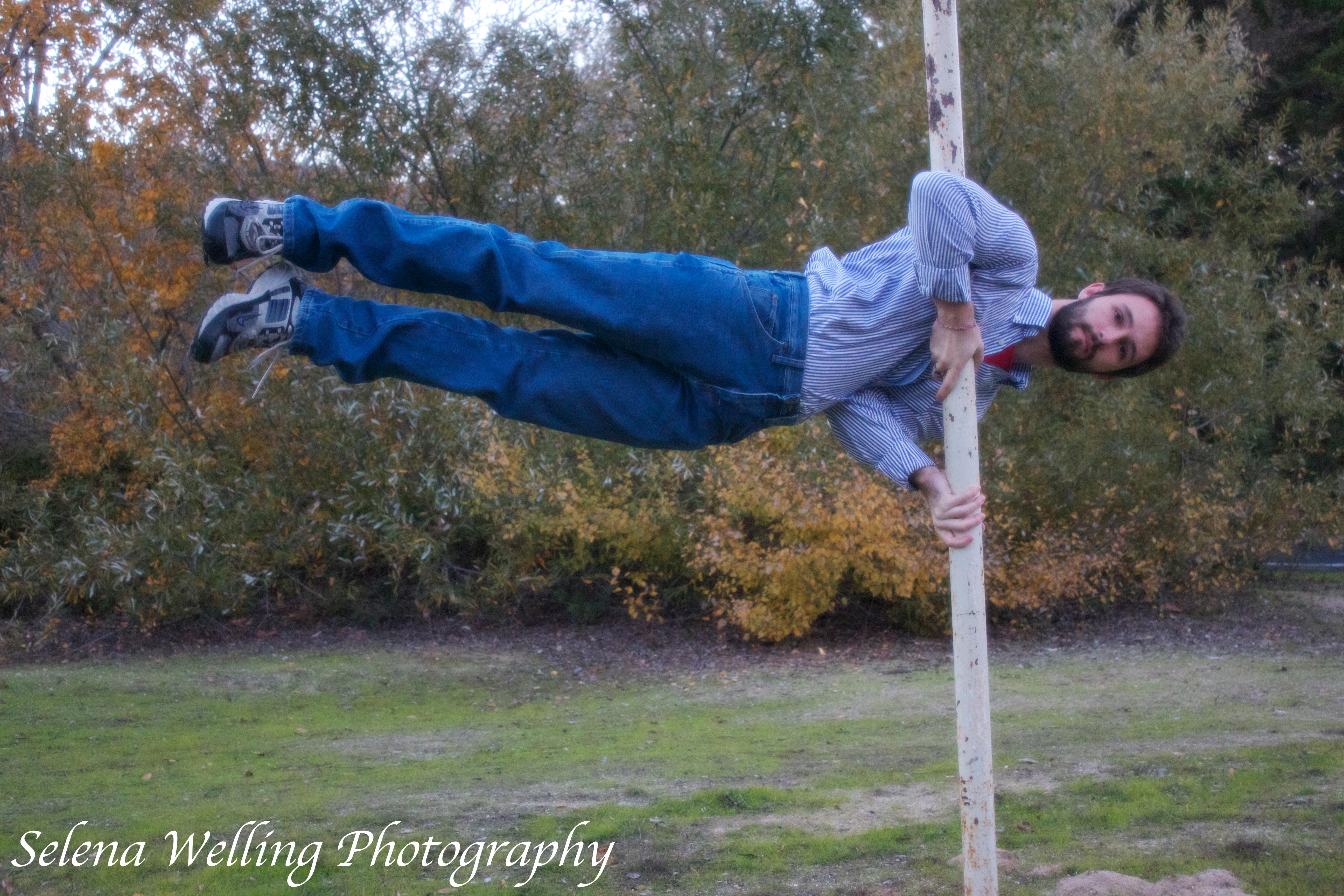A bit of stunt work for the camera after several years of martial arts and gymnastics.