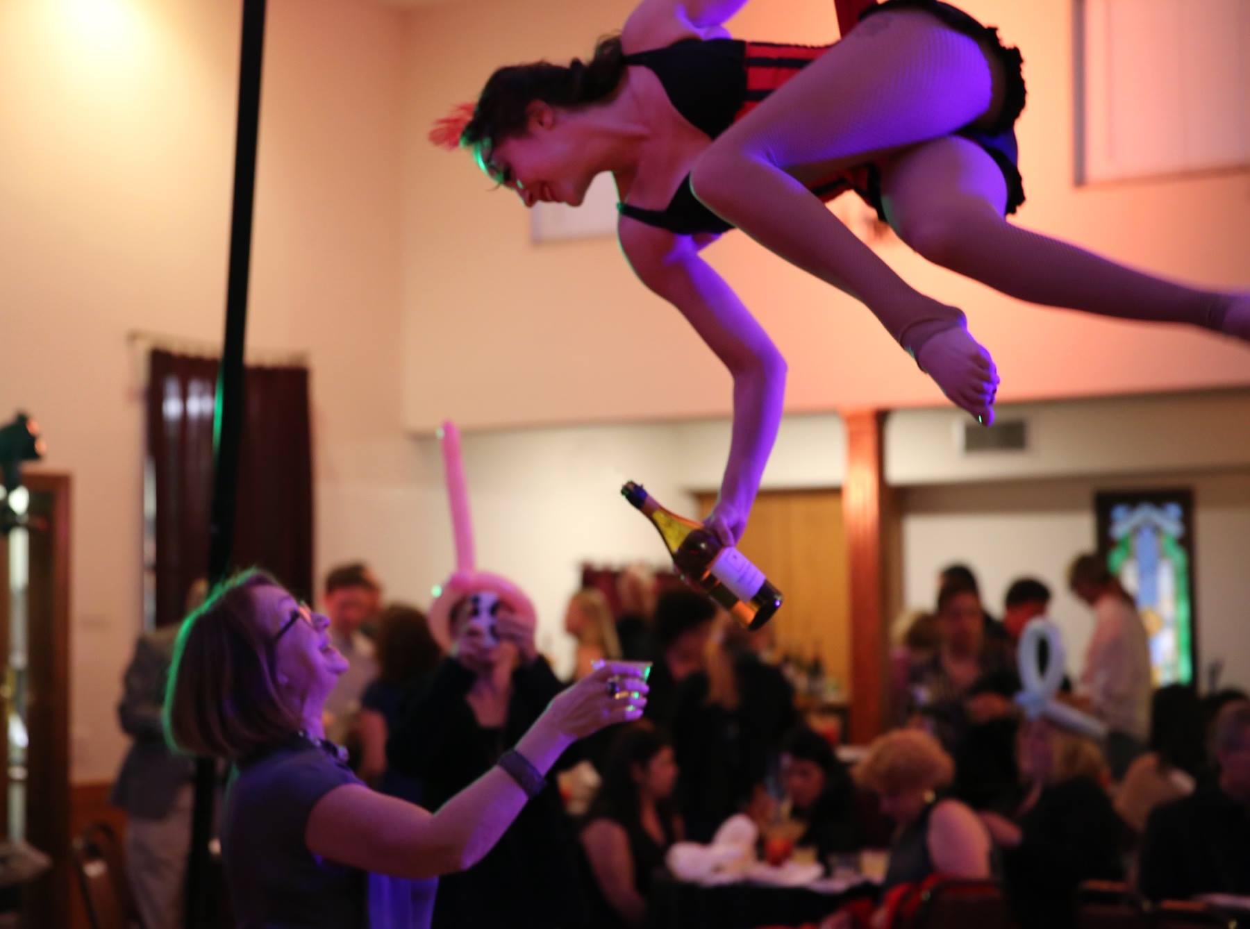 Aerial bartending at a charity event in Woodland Hills.