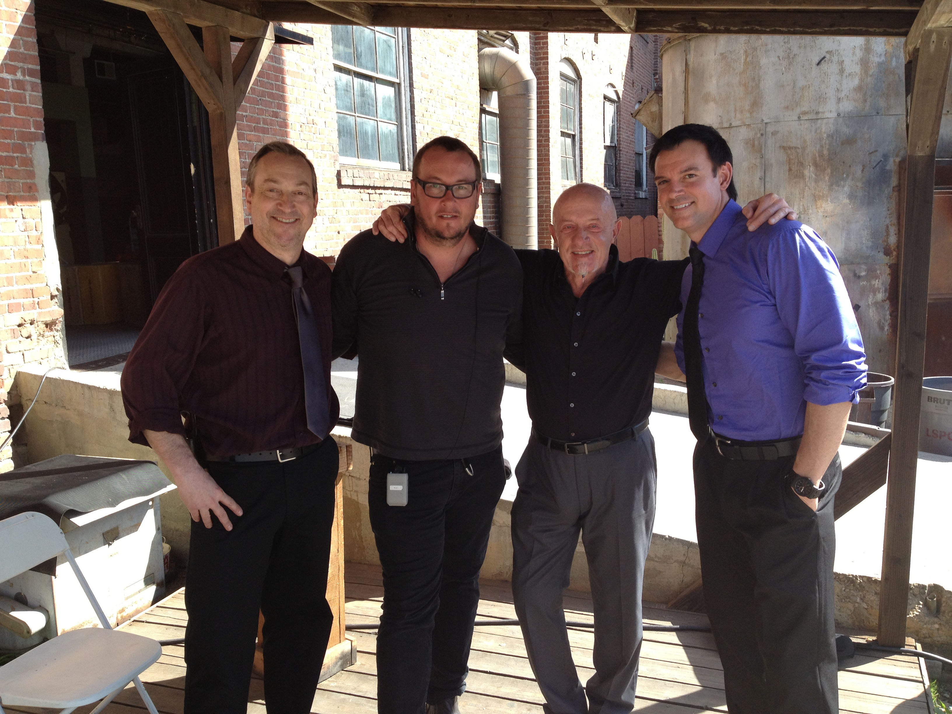 BULLET on the set with Robert Blanche, Director Nick Lyon, Jonathan Banks, and Eric St. John.