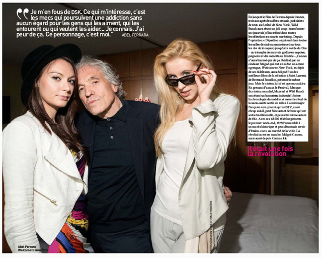 With Ilinca Kiss and Abel Ferrara in Premiere (French magazine) June 2014 Cannes