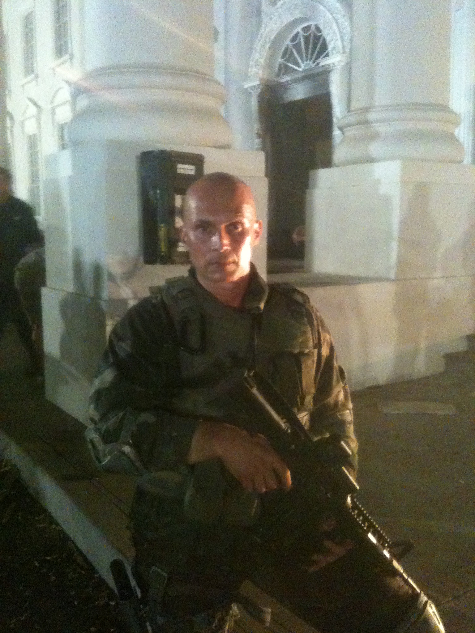 Lead Army Ranger On the set Of Gerard Butler's movie, Olympus Has Fallen.2012