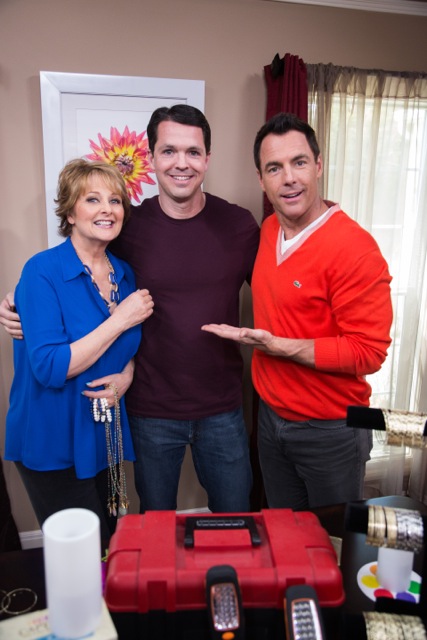 Mark Steines, Cristina Ferrare and Brad Evans on the set of Home and Family