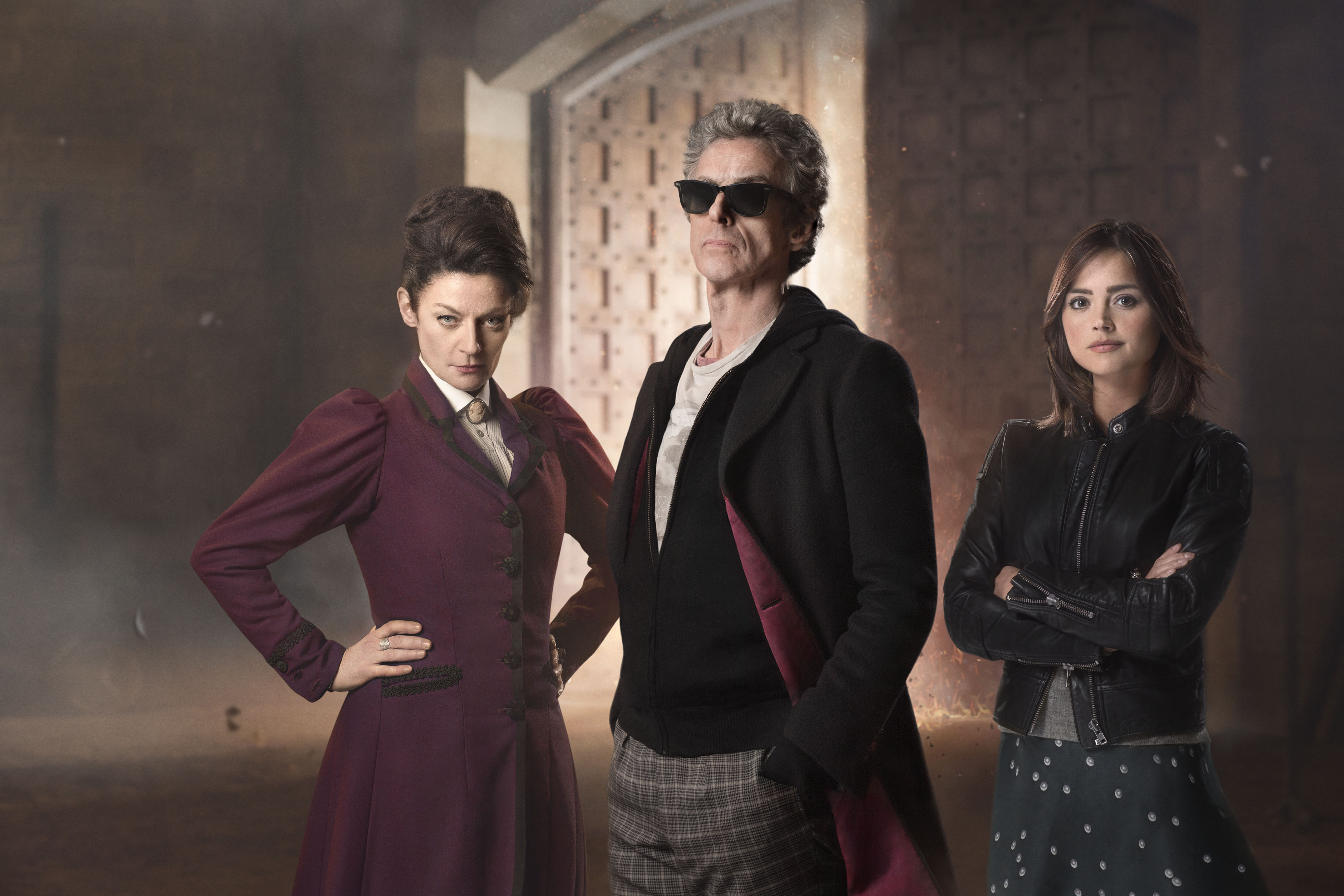 Still of Peter Capaldi, Michelle Gomez and Jenna Coleman in Doctor Who (2005)
