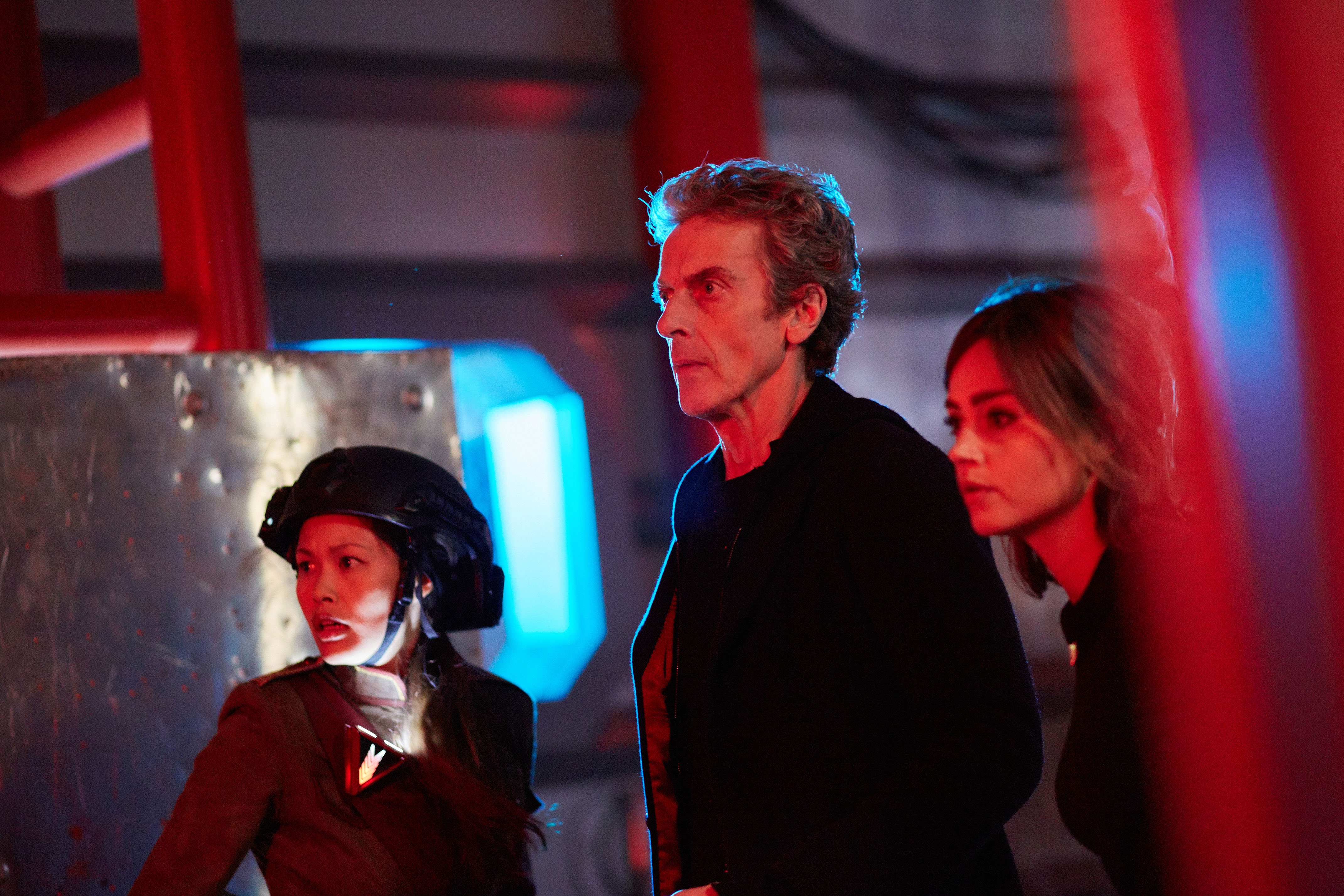 Peter Capaldi, Elaine Tan and Jenna Coleman in Doctor Who (2005)