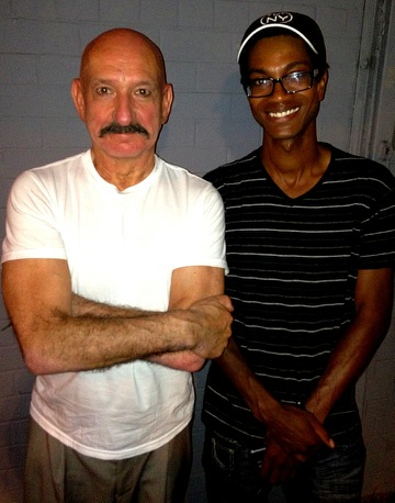 Sir Ben Kingsley and Logan Thoreau; 'Learning To Drive' set.