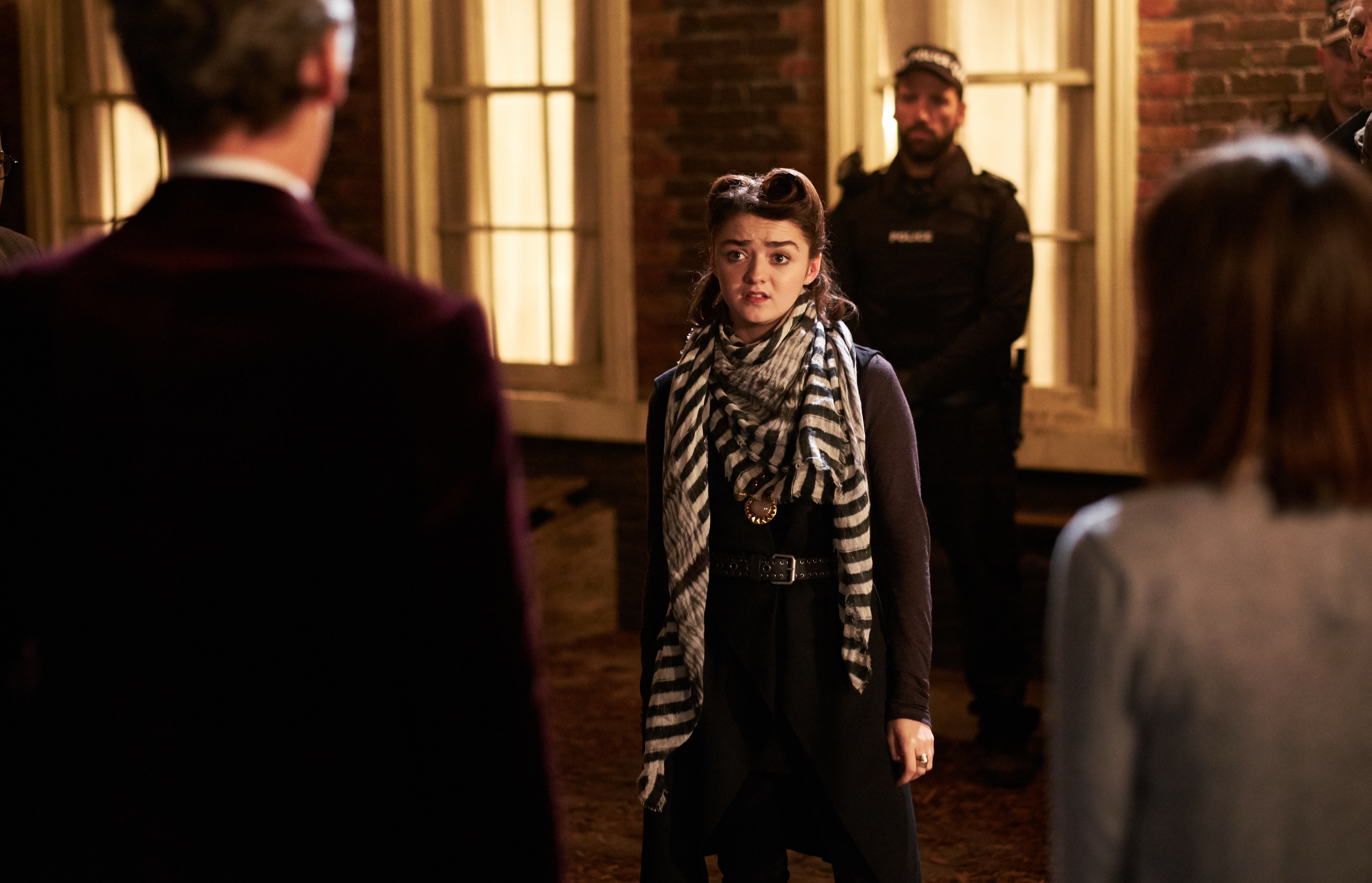 Still of Peter Capaldi, Jenna Coleman and Maisie Williams in Doctor Who (2005)