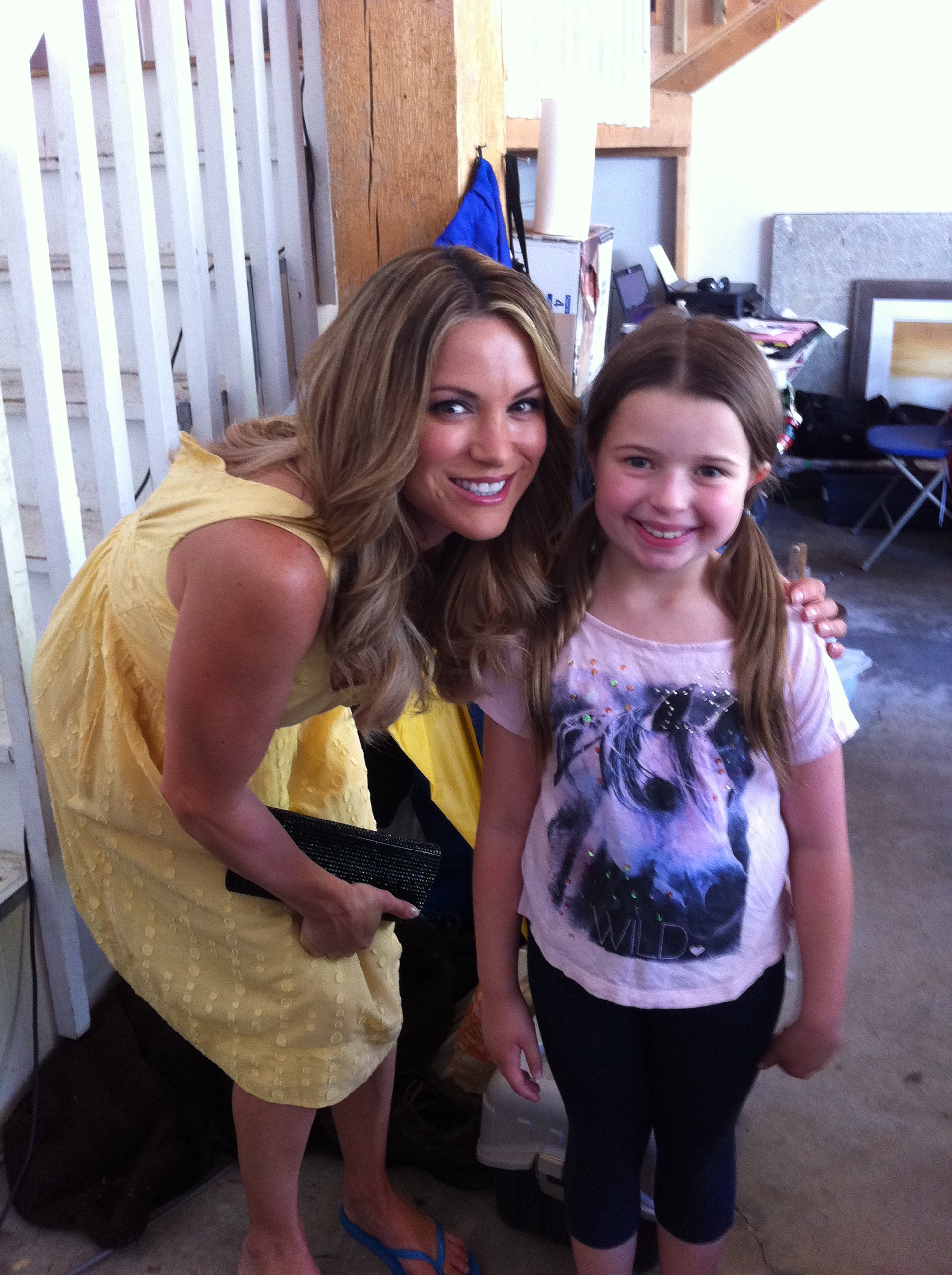 Jena on the set of Baby Bootcamp with Danneel Ackles.