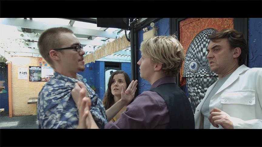 Nothing Fits Adequately. 2014. Film Freo 24. Christopher Kenworthy. L-R: Daniel Buckle, Molly Kerr, Sarah Christiner, Chris Thomas.