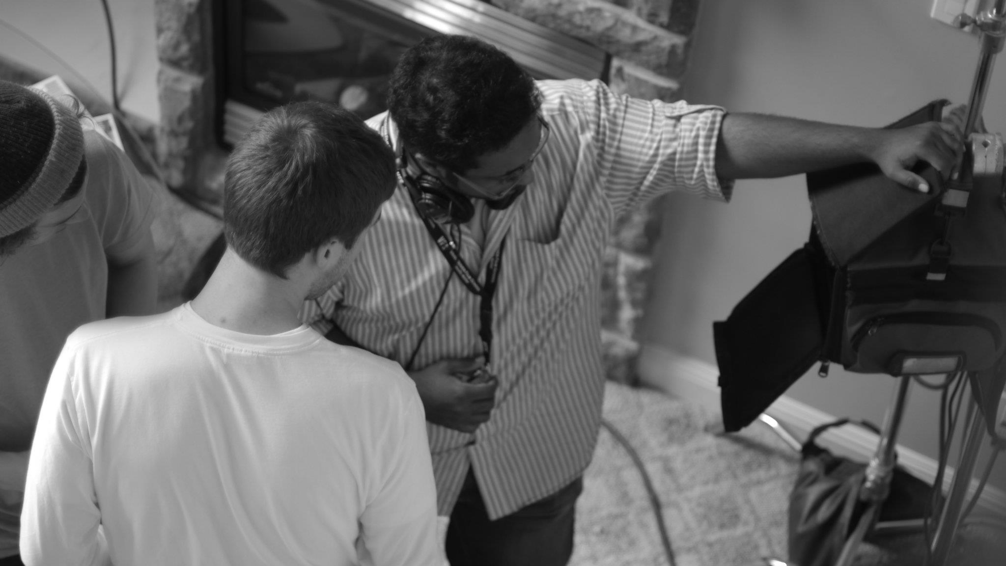 Director Abdulla Al-Ogail approving frame on the set of 