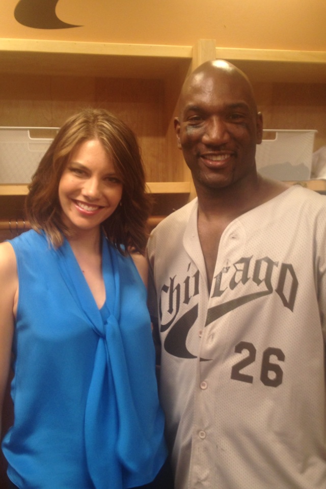 Lauren Cohan and Jermain Hollman on set of Law & Order SVU episode 