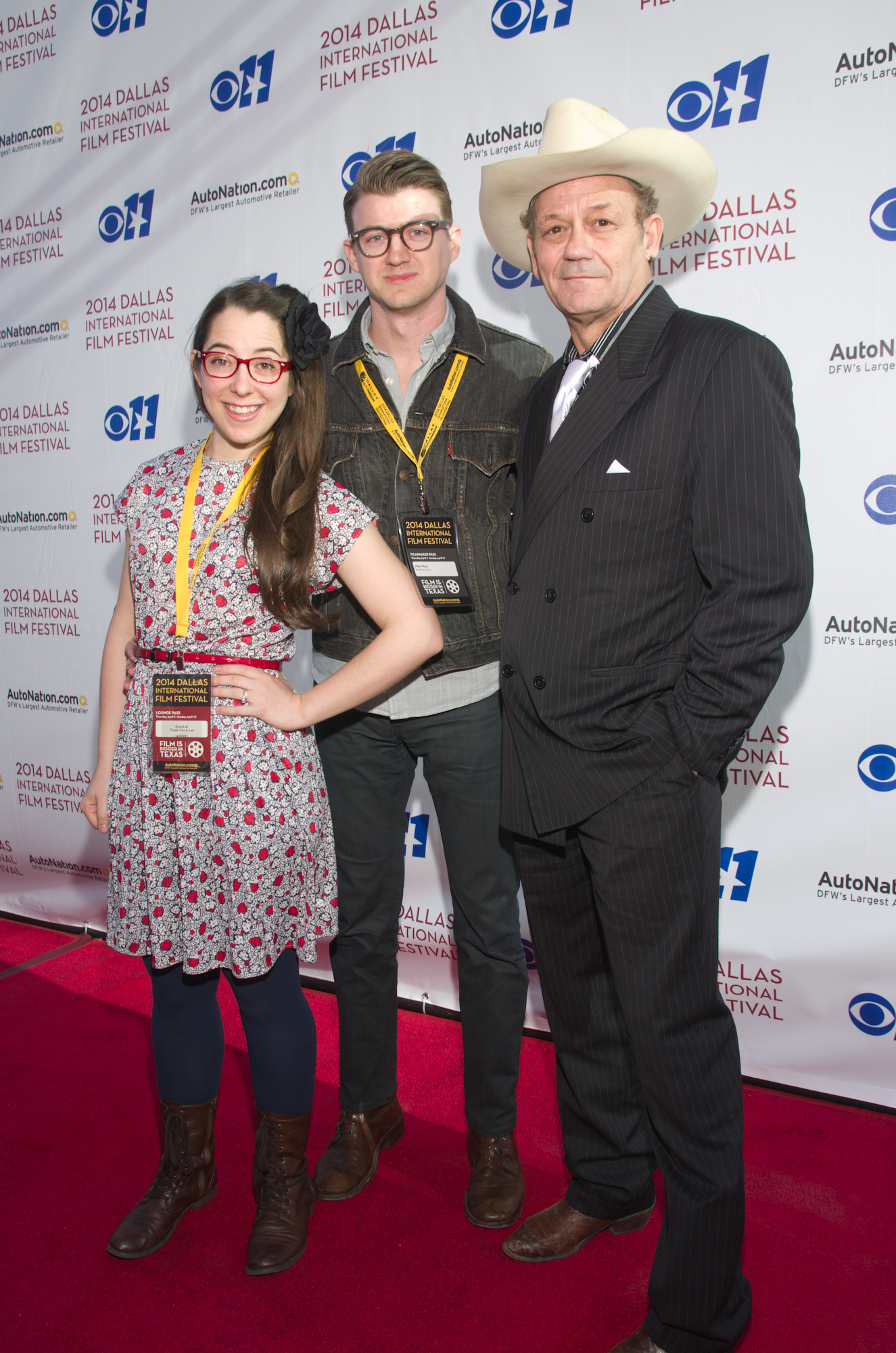 Actress Kaci Beeler with Director Matt Muir and Co-Star James Hand for Thank You A Lot at the 2014 Dallas International Film Festival.