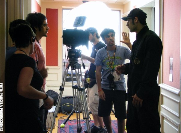 Ernesto Dias Espinoza, Nicolás Ibieta Alemparte and Marko Zaror at the shoot of the feature film Mandrill.