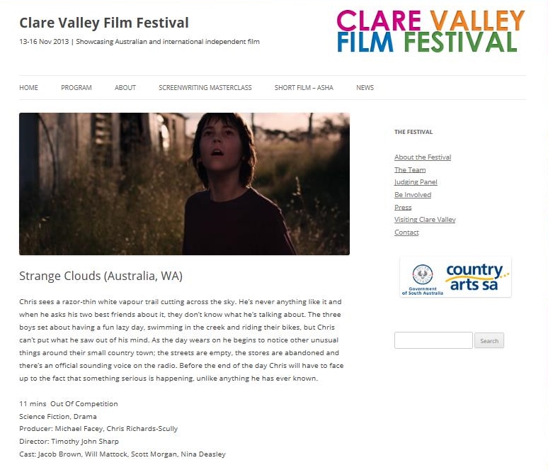 STRANGE CLOUDS at Clare Valley Film Festival