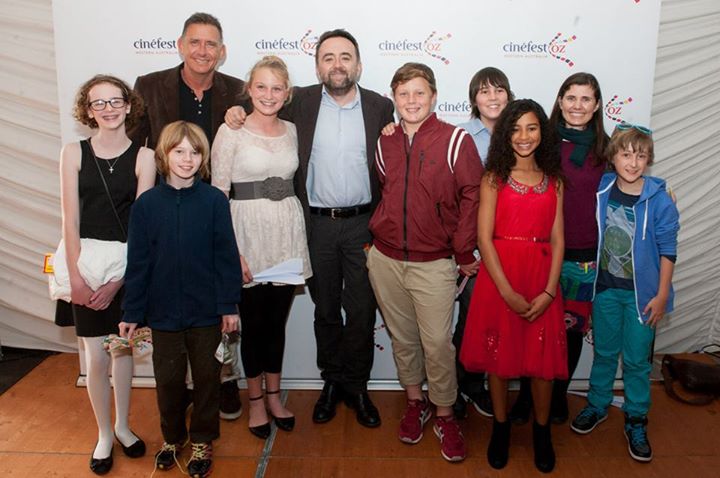 At PAPER PLANES premiere at CinefestOZ with Director Robert Connolly, actor Peter Rowsthorn, & Hallie McKeig & fellow actors from Filmbites Youth Film School