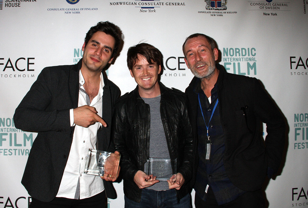 Ben Cura, Ryan Caraway and Heikko Deutschmann after the award ceremony held at the closing of the Nordic International Film Festival in New York City.