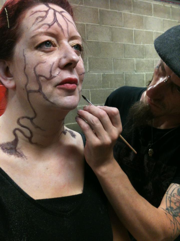 Getting make up done for the Feature film 'Death Walks'
