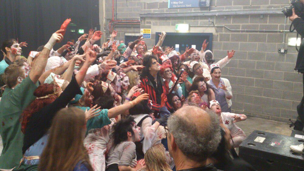 A zombie for Alice Cooper on 28/10/2012 at Wembley Arena London on his Halloween Night of Fear tour. I'm the one on the left in the black cardigan.