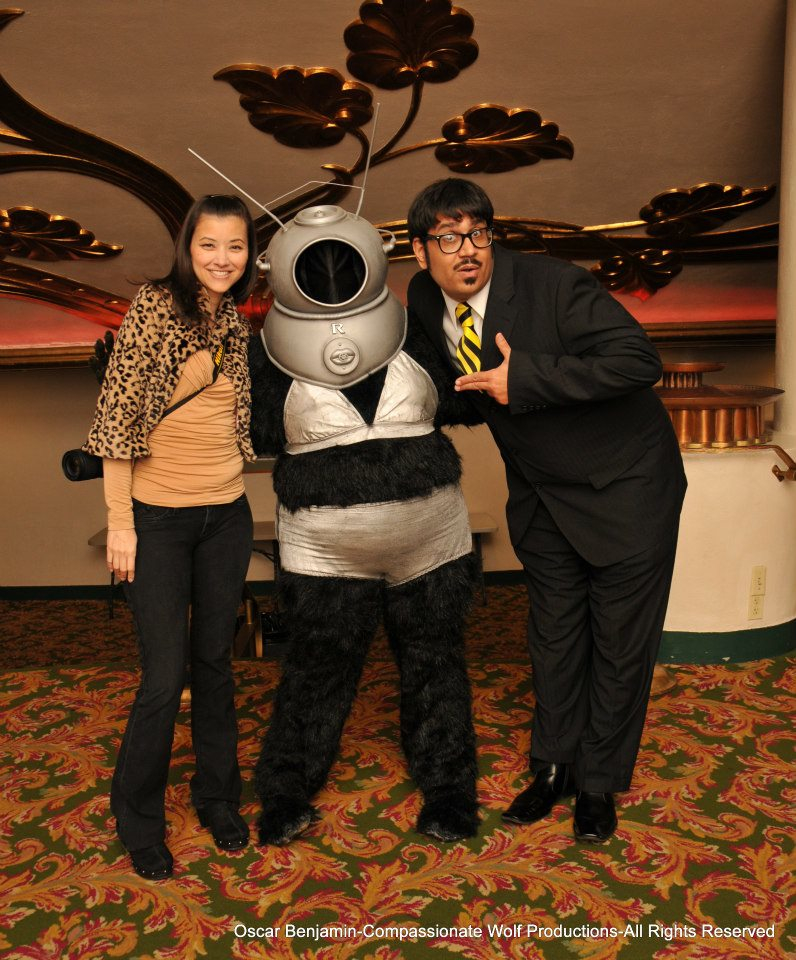 Mr Lobo, Dixie Lobo, and Arlene Barshinger at the Men in Suits and Beast Wishes event at the Crest Theater in Sacramento, CA.