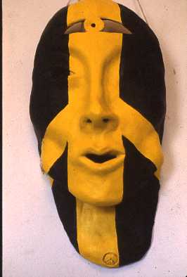 'Peace Head' Acrylic on Ceramic 1987 Original sculpture & painting by Elin Hunter