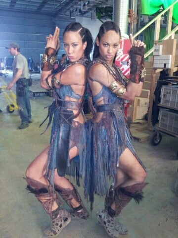 on set of Spartacus: War of the Damned 2012 (Stunt double for Cynthia Addai-Robinson)