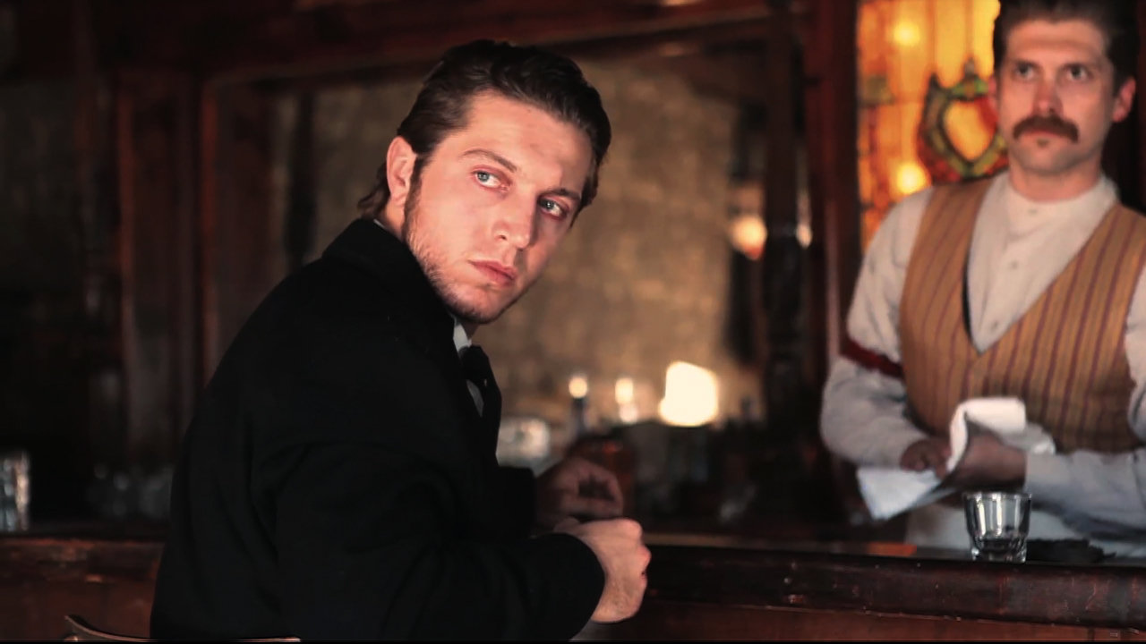 Devin Metzger as James Evans. John Ditzler as the bartender.